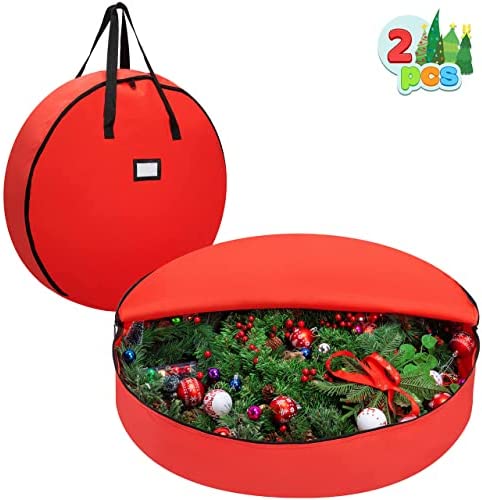 Amazon.com: Joiedomi 2 Pack Christmas Wreath Storage Bag Set (Red), 30” Artificial Wreath Storage Co