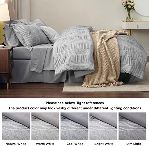 Amazon.com: Bedsure Full/Queen Comforter Sets, 8 Pieces Bed in a Bag - Stripes Seersucker Bedding Se