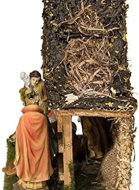 Kurt Adler 9-1/2-Inch Musical LED Nativity Set with Figures and Stable