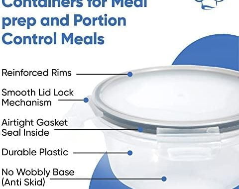 32 Piece Food Storage Containers Set with Easy Snap Lids (16 Lids + 16 Containers) - Airtight Plasti