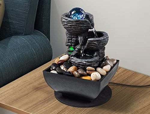Tabletop Fountain Indoor Waterfall Meditation Fountain Like Layers of Rock Desktop Water Feature Inc