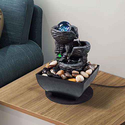 Tabletop Fountain Indoor Waterfall Meditation Fountain Like Layers of Rock Desktop Water Feature Inc