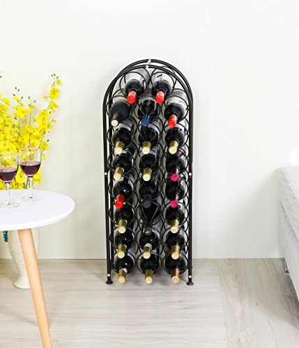 Amazon.com: PAG 23 Bottles Arched Freestanding Floor Metal Wine Rack Wine Bottle Holders Stands, Bla