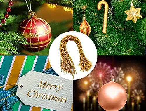 Amazon.com: Christmas Ornaments Hanger String 200Pcs Gold Ribbon Ornament Hook Ropes Precut String w