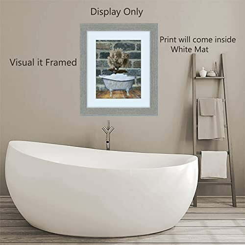 Amazon.com: Brown Beige Bathroom Decor, Sunflowers in Tub, Modern Farmhouse Matted Wall Art Picture