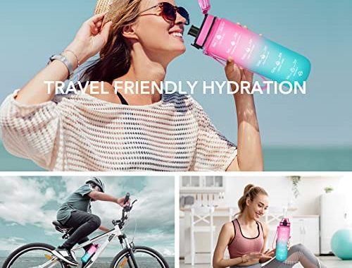 Amazon.com: GOSWAG 32oz Motivational Water Bottles with Time Marker & Fruit Strainer, Sports Wat