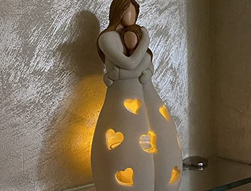 OakiWay Gifts for Mom from Daughter - Candle Holder Statue W/ Flickering Led Candle - Birthday, Moth