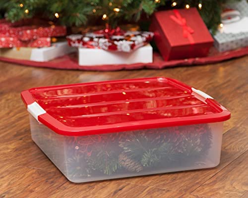 IRIS USA 33 Qt. Holiday Wreath Storage Container Box with Lid, 3-pack, Stackable Under Bed Storage O
