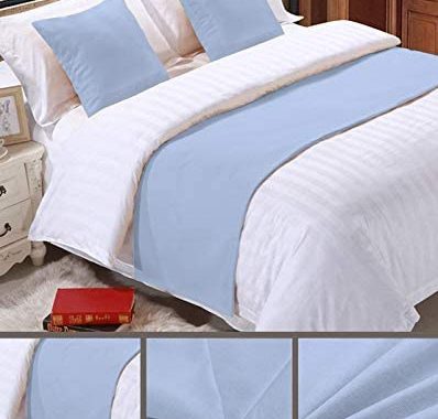 Amazon.com: Fabricom Solid 3 Piece Bed Runner with 2 Pillow Shams Solid Scarf Protector Slipcover Be