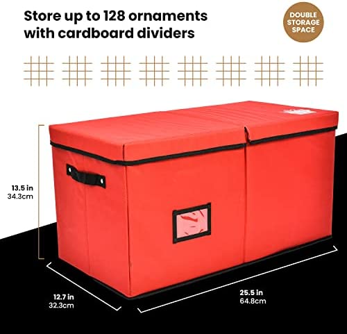 Holiday Cheer Premium Christmas Ornament Storage with 8 Tray - Christmas Storage Container with Divi
