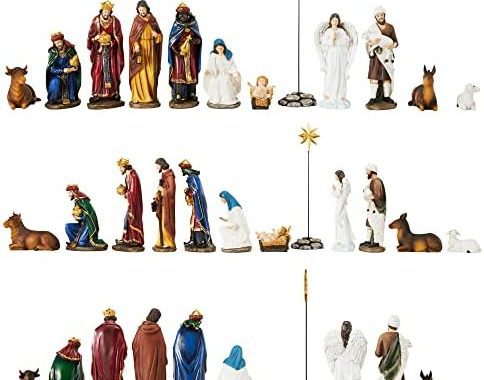 TOETOL Nativity Sets for Christmas Indoor Set of 13 Pieces 7.9 Inch Scene Christmas Decorations Coll