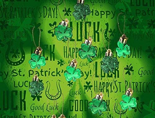 30 PCS St. Patrick's Day Shamrocks Ornament Set, Good Luck Clover Hanging Bauble Trefoil Pendant Dec