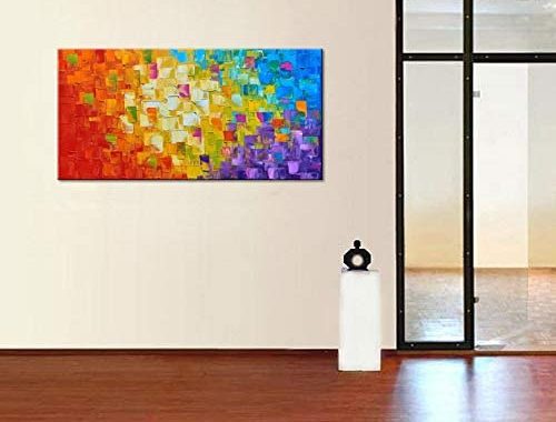 Amazon.com: Seekland Art Hand Painted Texture Oil Painting on Canvas Abstract Wall Art Deco Contempo