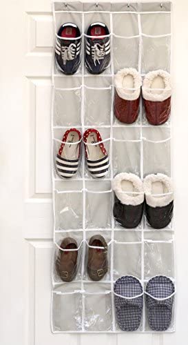 Amazon.com: 24 Pockets - SimpleHouseware Crystal Clear Over The Door Hanging Shoe Organizer, Gray (6
