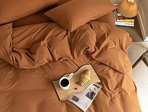 Amazon.com: Luxlovery California King Pumpkin Color Comforter Set Rust Bedding Comforter Set Burnt O