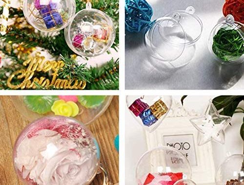 10 Pack Christmas Ornaments Ball Clear Plastic Fillable DIY Craft Ball Ornament 80mm/3.2in Xmas Tree