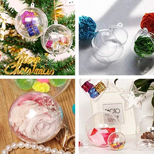 10 Pack Christmas Ornaments Ball Clear Plastic Fillable DIY Craft Ball Ornament 80mm/3.2in Xmas Tree