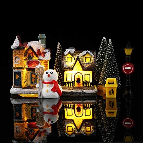 Amazon.com: Skylety 16 Pieces Christmas Village Houses Set Decorations LED Lights Christmas Town Sce