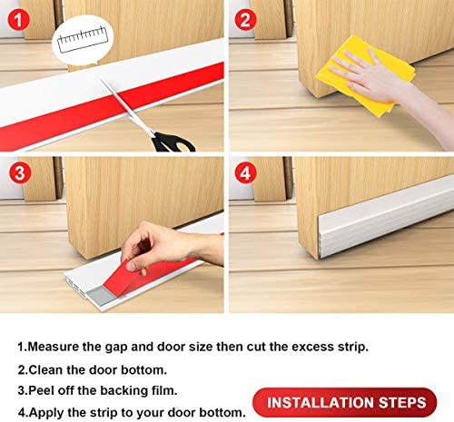 Suptikes Door Draft Stopper Under Door Seal for Exterior/Interior Doors, Strong Adhesive Door Sweep