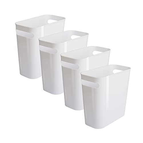 Vtopmart 4 Pack Plastic Small Trash Can, 1.5 Gallon/5.7 L Office Trash Can, White Trash Bin with Bui