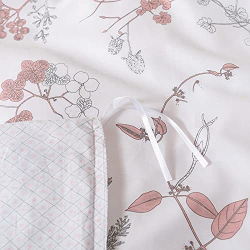 EAVD Vintage Style Pink Floral Duvet Cover Queen 100% Cotton Garden Floral Bedding Set for Girls Wom