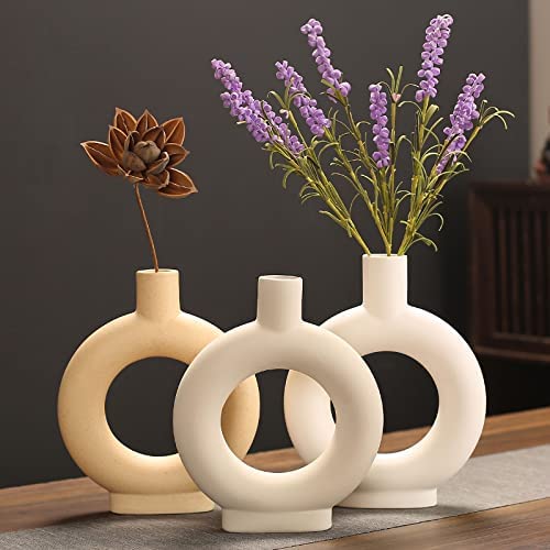 Amazon.com: Ceramic Hollow Donut Vase - Nordic Minimalism Style Decoration, Modern Geometric Vase Su