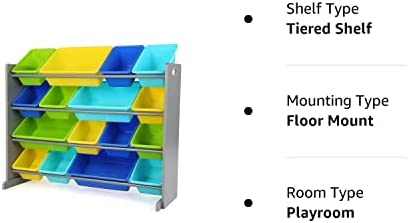 Amazon.com: Humble Crew Extra-Large Toy Organizer, 16 Storage Bins, Grey/Blue/Green/Yellow,15.5"D x
