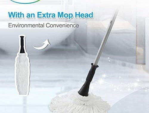 Amazon.com: Eyliden Mop with 2 Reusable Heads, Easy Wringing Twist Mop, with 57.5 inch Long Handle,