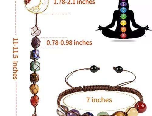 Amazon.com: VNVETYTO 1 Set of Tree of Life Ornament and 7 Chakra Bracelet Healing Crystals Feng Shui