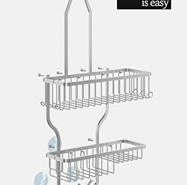 YASONIC Shower Caddy Over Shower Head Never Rust Aluminum Large Hanging Shower Caddy with 10 Hooks f