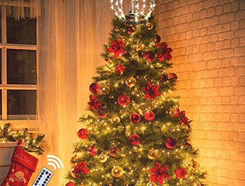Amazon.com: LAWOHO Christmas Tree Topper Star, Jeweled Crown with 60 Warm White LED USB Lighted Tree