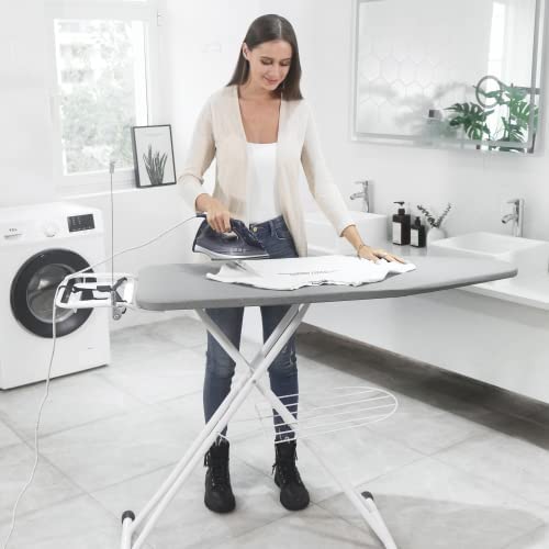 Xabitat 47" x 18" Deluxe Extra Wide Ironing Board with Wall Mount Storage, Storage Tray for Finished