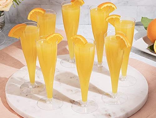 24 Plastic Champagne Flutes Disposable | Clear Plastic Champagne Glasses for Parties | Clear Plastic