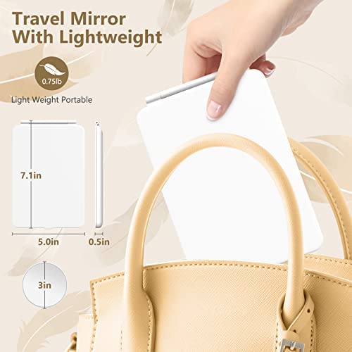 Travel Makeup Mirror with 10X Magnifying Mirror, Vanity Mirror with 80LEDs, 3 Color Lighting, Rechar