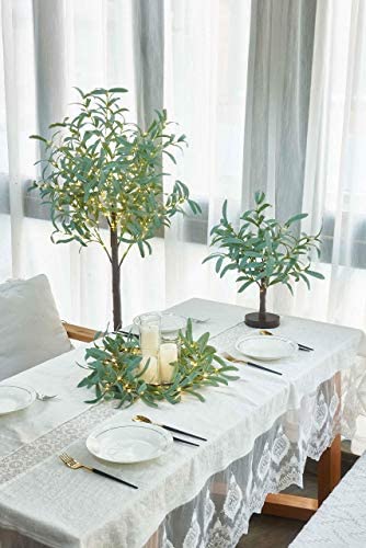 LITBLOOM Lighted Olive Tree 4FT 160 Fairy Lights, Faux Plant Tree with Lights for Indoor Outdoor Hom