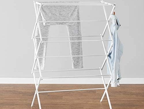Amazon Basics Foldable Laundry Rack for Air Drying Clothing - 41.8" x 29.5" x 14.5", White