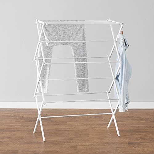 Amazon Basics Foldable Laundry Rack for Air Drying Clothing - 41.8" x 29.5" x 14.5", White