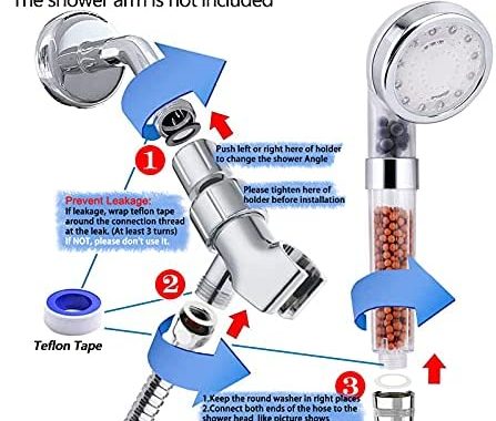 FASTRAS LED Shower Head with Handheld, Shower Head High Pressure Shower Head with Hose, Holder &