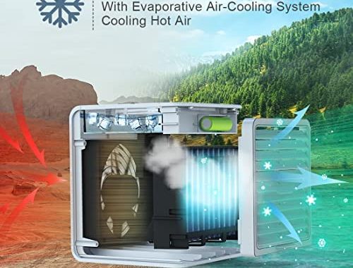 Amazon.com: 7" Mini Portable Air Conditioner, 3-IN-1 Small Evaporative Air Cooler, 2000mAh Battery P