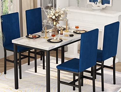 Amazon.com - Hooseng Dining Table Set for 4- Space Saving Kitchen Table and Chairs for 4, Modern Sty