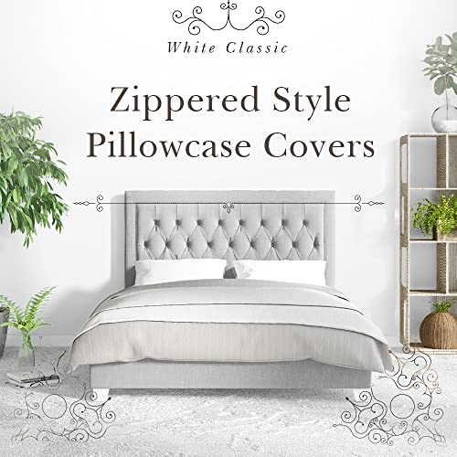Amazon.com: White Classic Zippered Style Pillow case Cover - Luxury Hotel Collection 200 Thread Coun