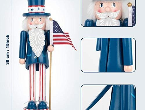 Amazon.com: KI Store Patriotic Nutcracker 15-Inch Set of 3 Wooden Nutcracker Figurine Uncle Sam Army