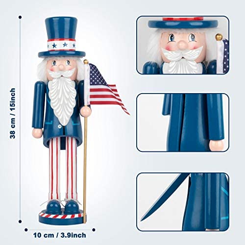 Amazon.com: KI Store Patriotic Nutcracker 15-Inch Set of 3 Wooden Nutcracker Figurine Uncle Sam Army