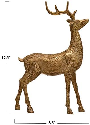 Amazon.com: Creative Co-Op 8-1/2"L x 12-1/2"H Resin Standing Deer, Gold Finish Figures and Figurines