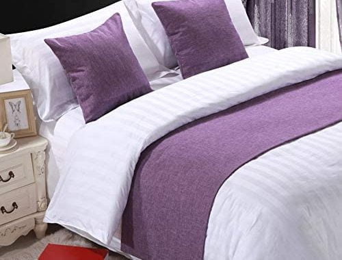 Twelve Solid Bed Scarf Purple Bed Runner Bedding Scarves for Bedroom Hotel Wedding Room (Queen 210x5