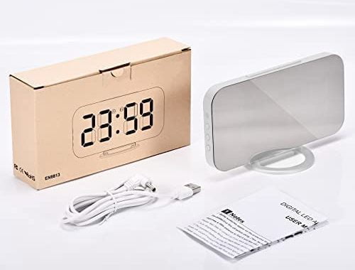 Amazon.com: U-pick Digital Alarm Clock, 6.6" Large Mirrored LED Clock with Dual USB Charger Ports |