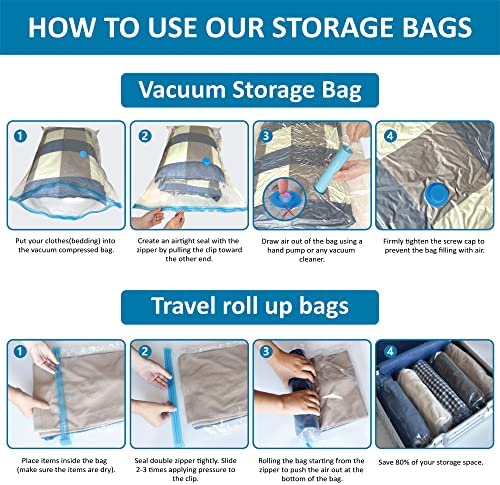 Amazon.com: 20 Pack Vacuum Storage Bags, Space Saver Bags (4 Jumbo/4 Large/4 Medium/4 Small/4 Roll)