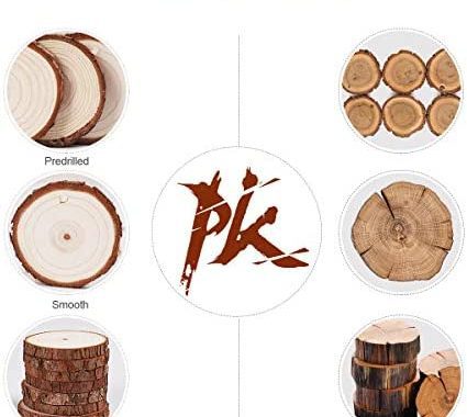 5ARTH Natural Wood Slices - 30 Pcs 3.5-4 inches Craft Unfinished Wood kit Predrilled with Hole Woode