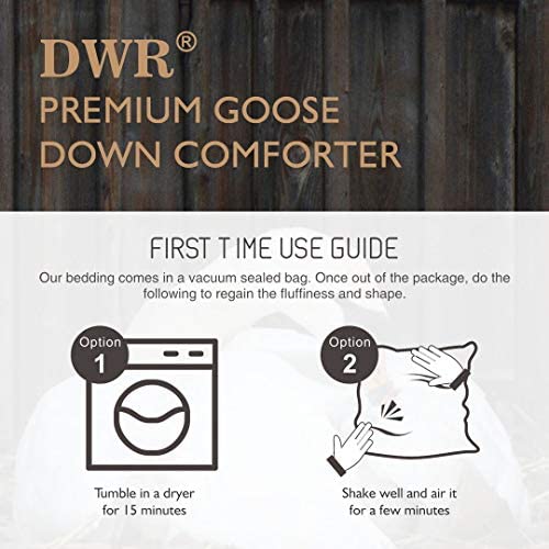 DWR Luxury King Goose Feathers Down Comforter, Ultra-Soft Egyptian Cotton Cover, 750 Fill Power Medi