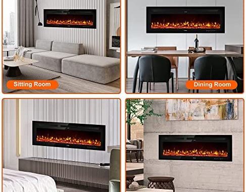 Amazon.com: ifomaps 50 Inch Electric Fireplace Wall Mounted, Wall Fireplace Inserts Heater, Recessed
